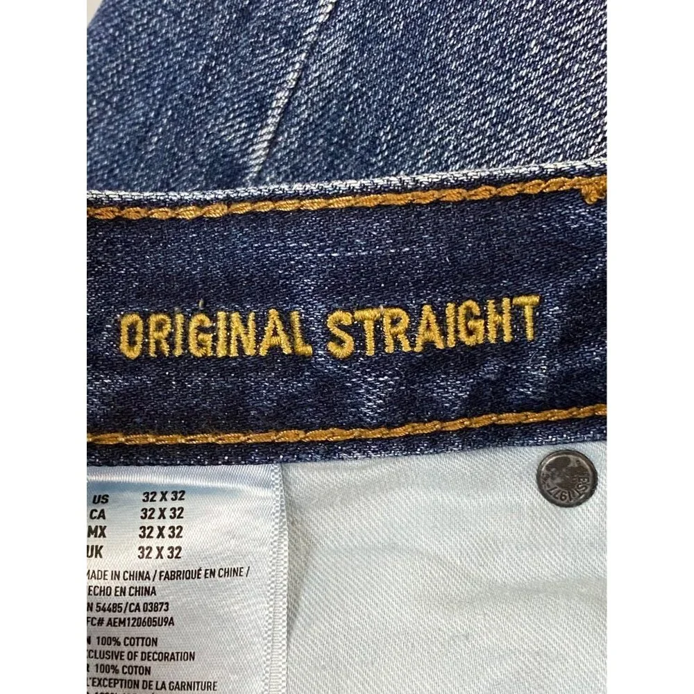 American Eagle Outfitters Men’s Original Straight Jeans 32x32 Distressed Blue - Picture 13 of 15